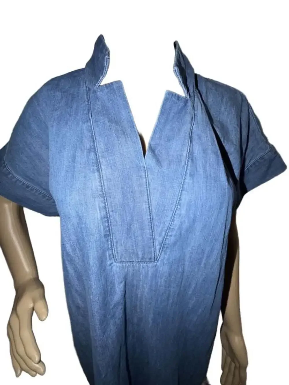 Talbots Women's Short Sleeve Denim Midi Dress